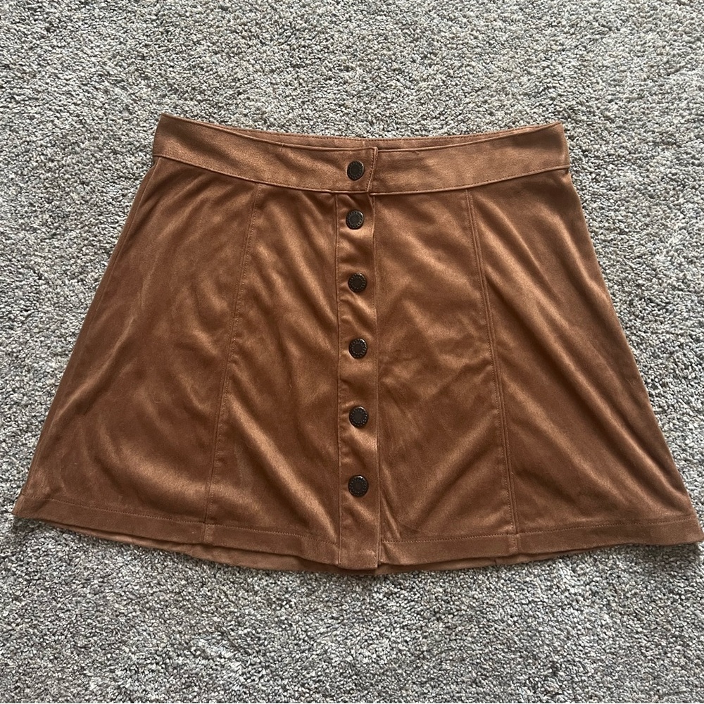 American Eagle Brown Suede Button Up Mini Skirt, size 4